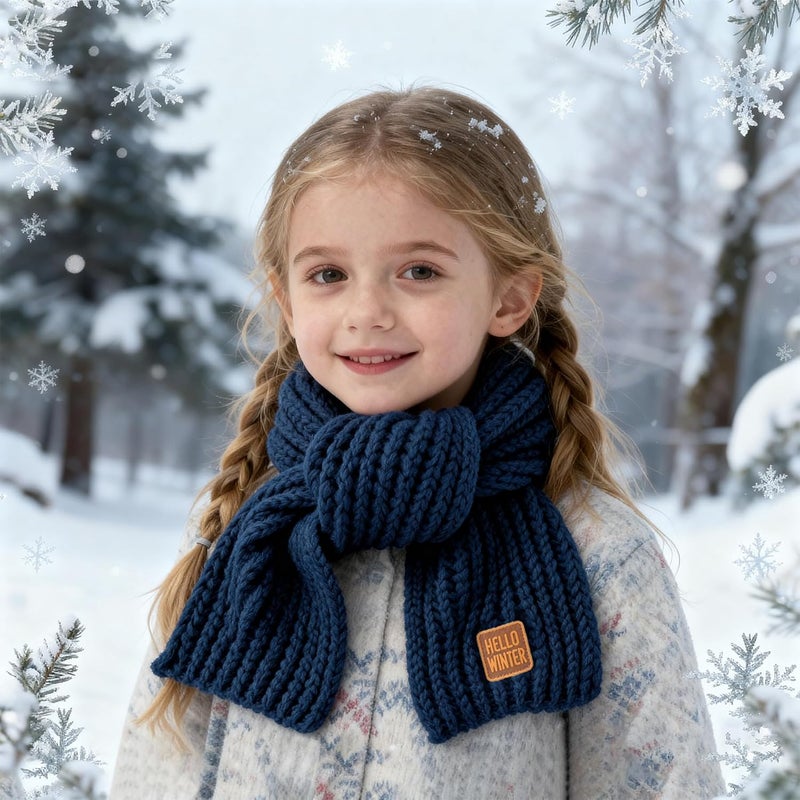 Hello Winter Kids Scarf Winter Neck Warmer Toddler Neck Scarf Girls Thick Scarves Boys Warm Neck Warp 2-12 Years - Image 4